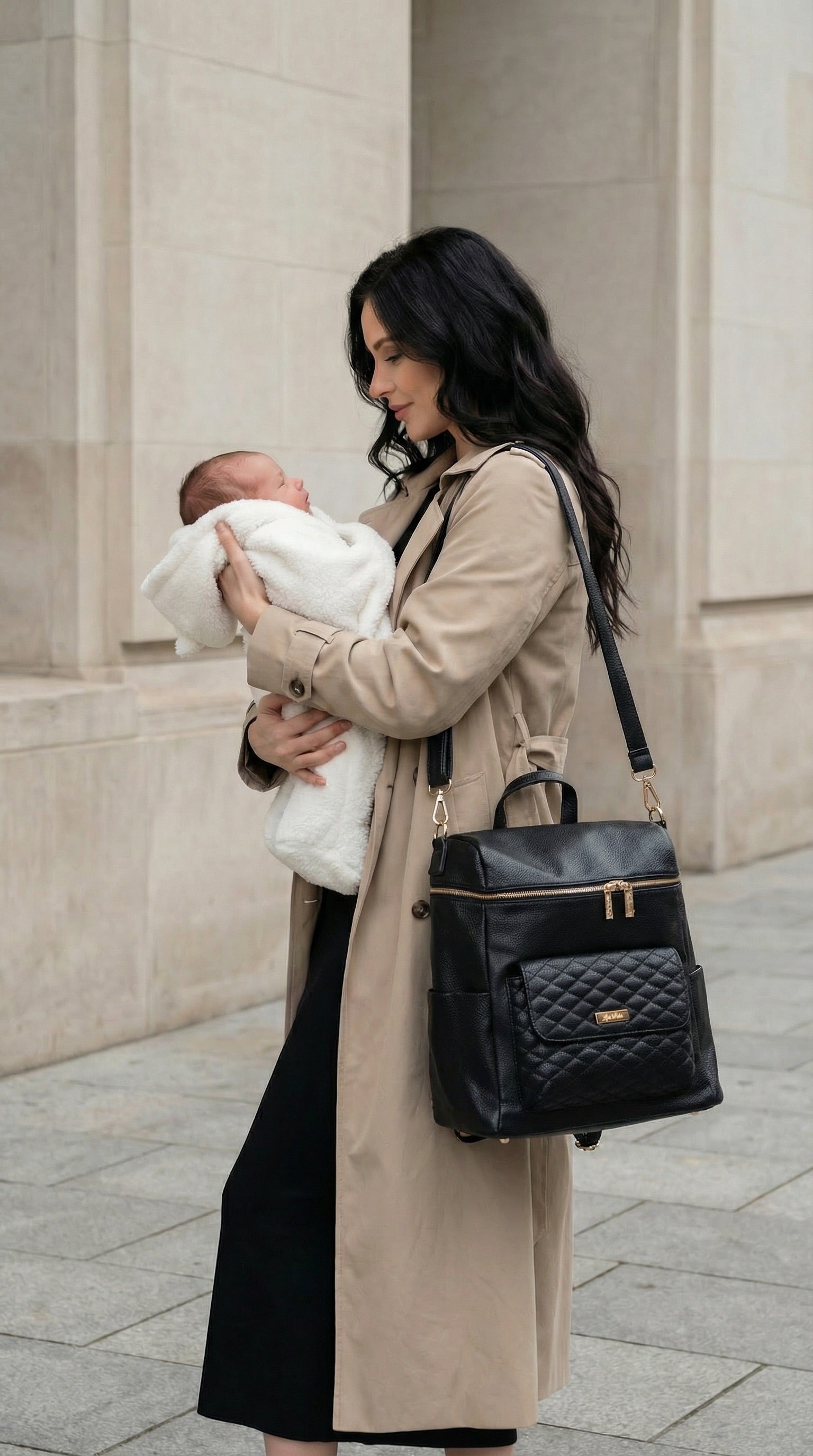 Mom diaper bag backpack black