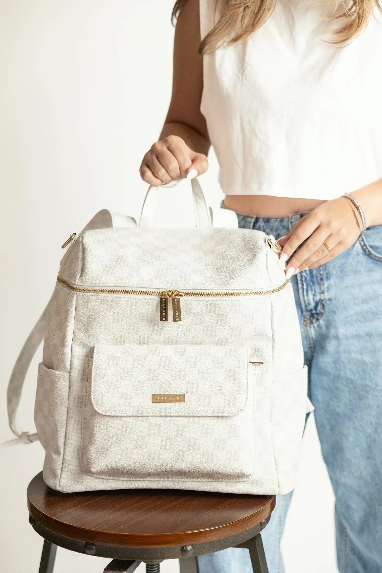 checkered diaper bag