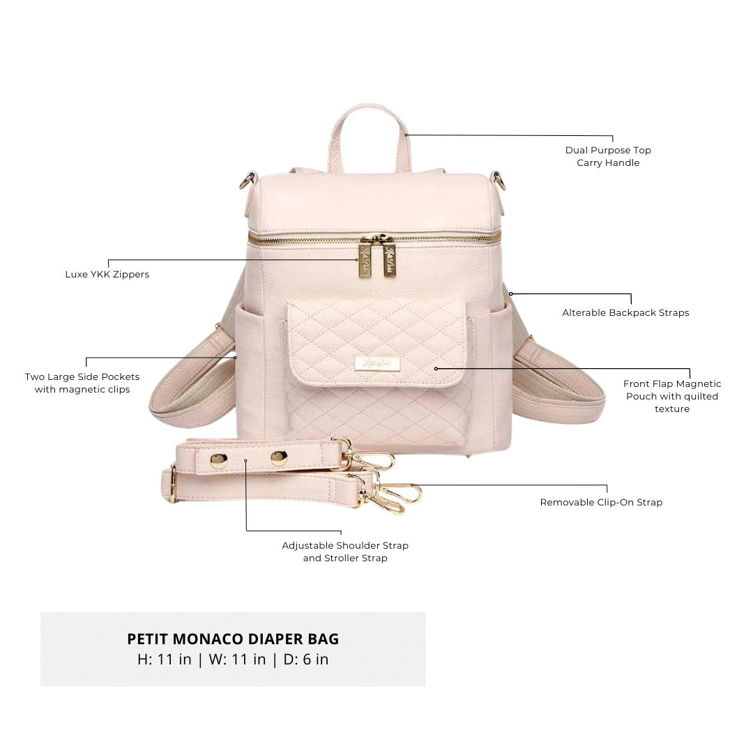 Mini Diaper Bag backpack by Luli Bebe bottom view mini backpack showing base design and durable vegan leather