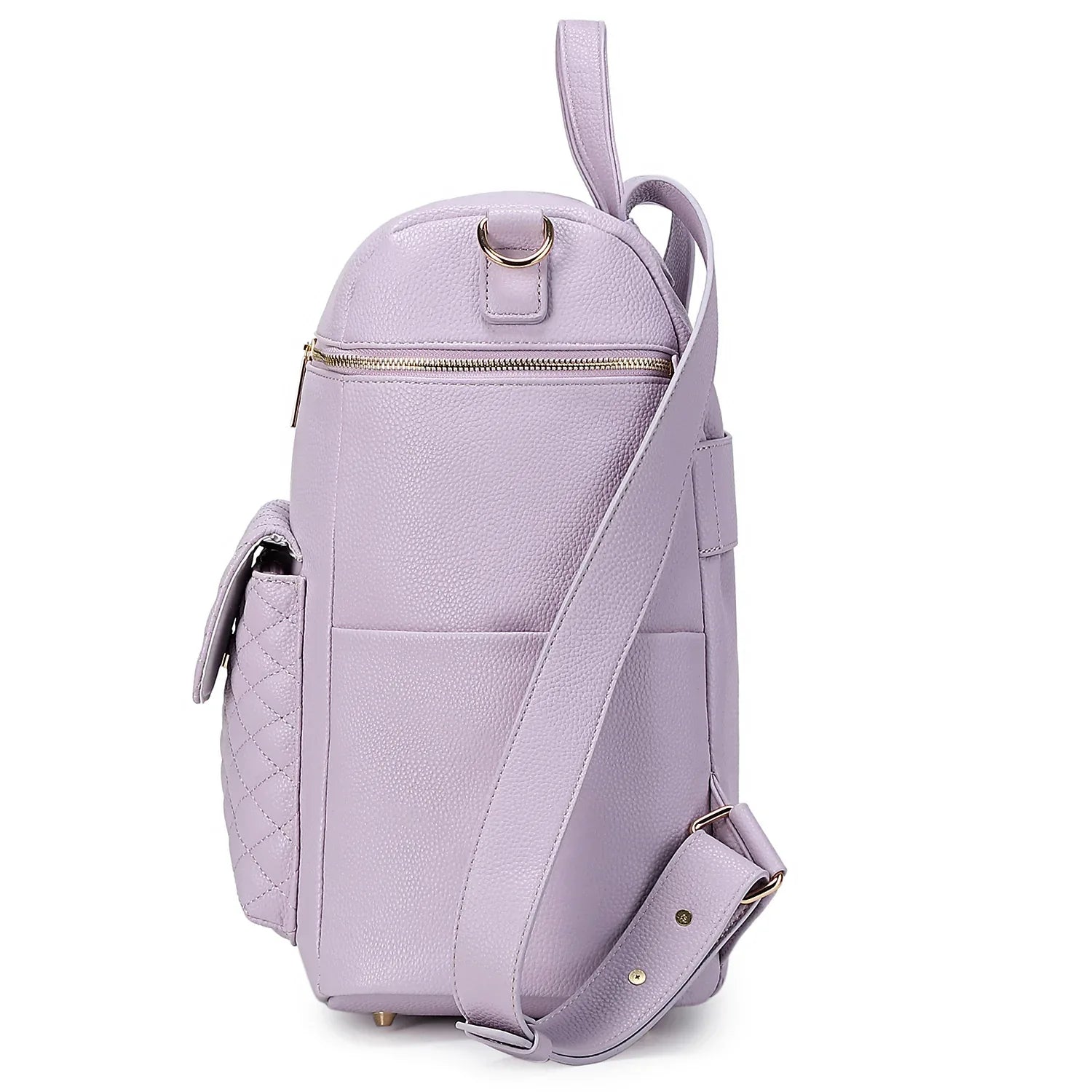 Side view of Lavender Diaper Bag Backpack
