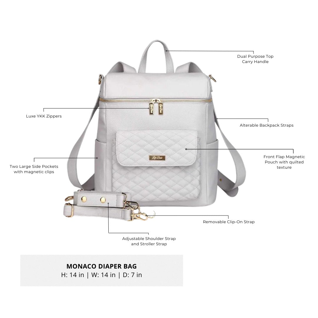Luli bebe diaper bag stone grey