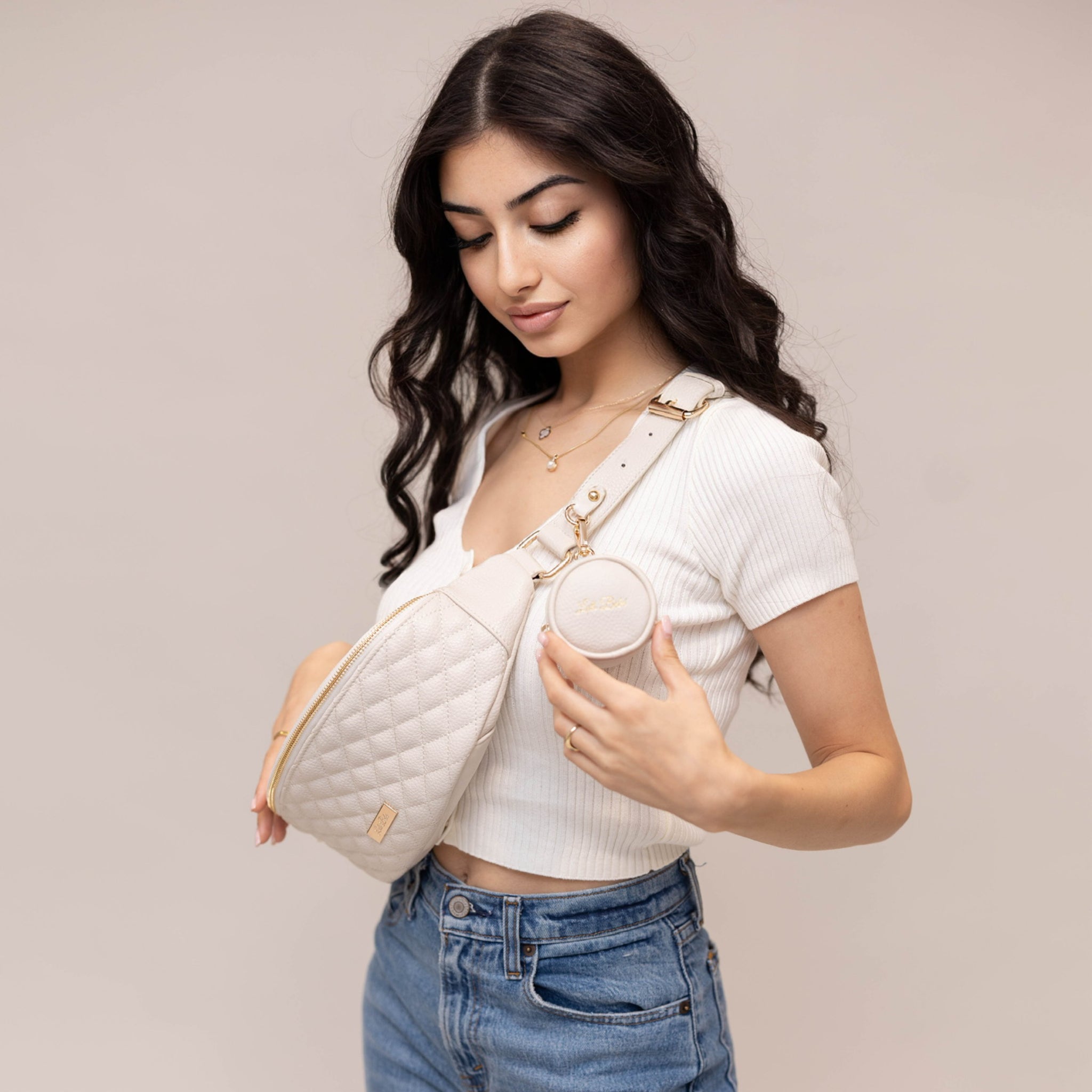 Monaco Sling Bag | Pearl White - Luli Bebé
