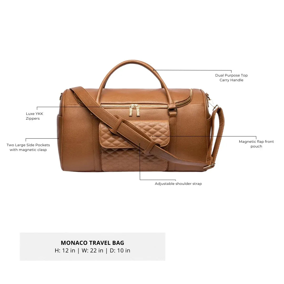 Travel Bag Caramel Brown Measurements