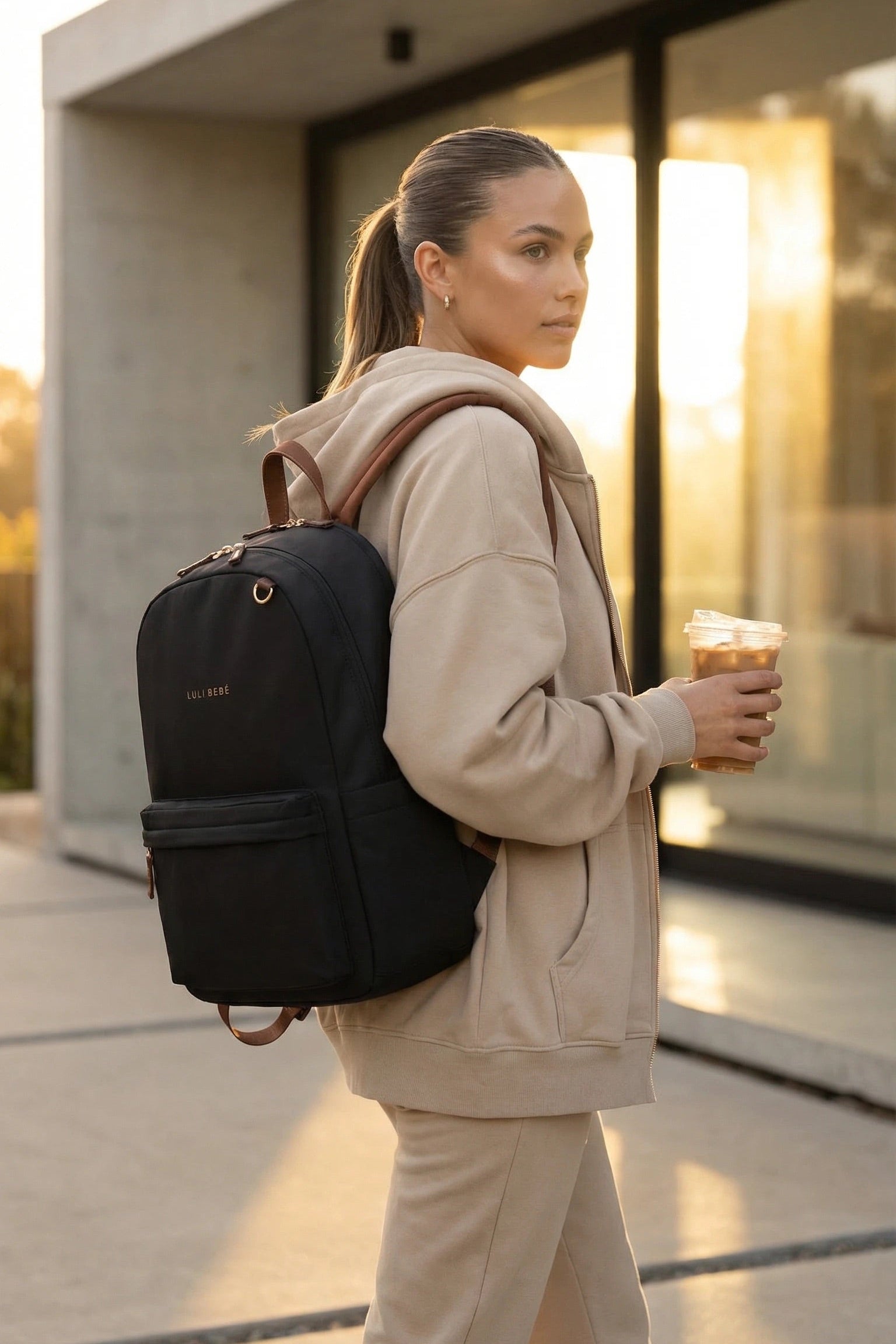 The Daily Backpack by Luli Bebe in Black/Brown minimalist backpack