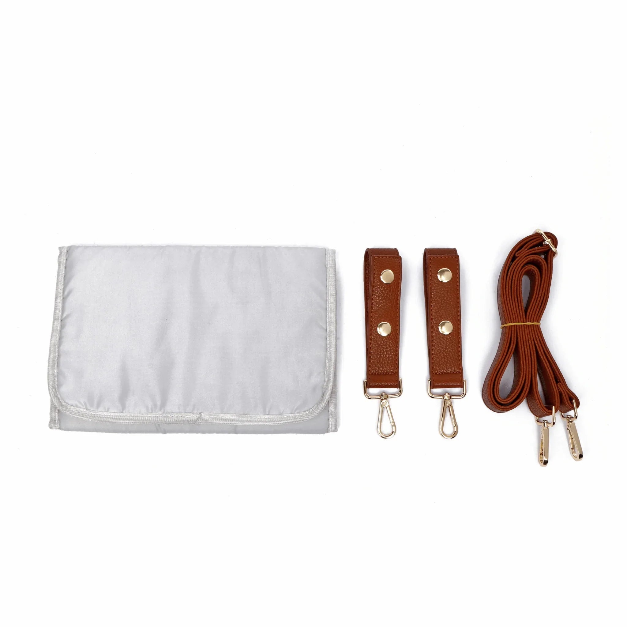 Monaco Diaper Bag Caramel Brown - hang on clips, changing pad and Shoulder Strap