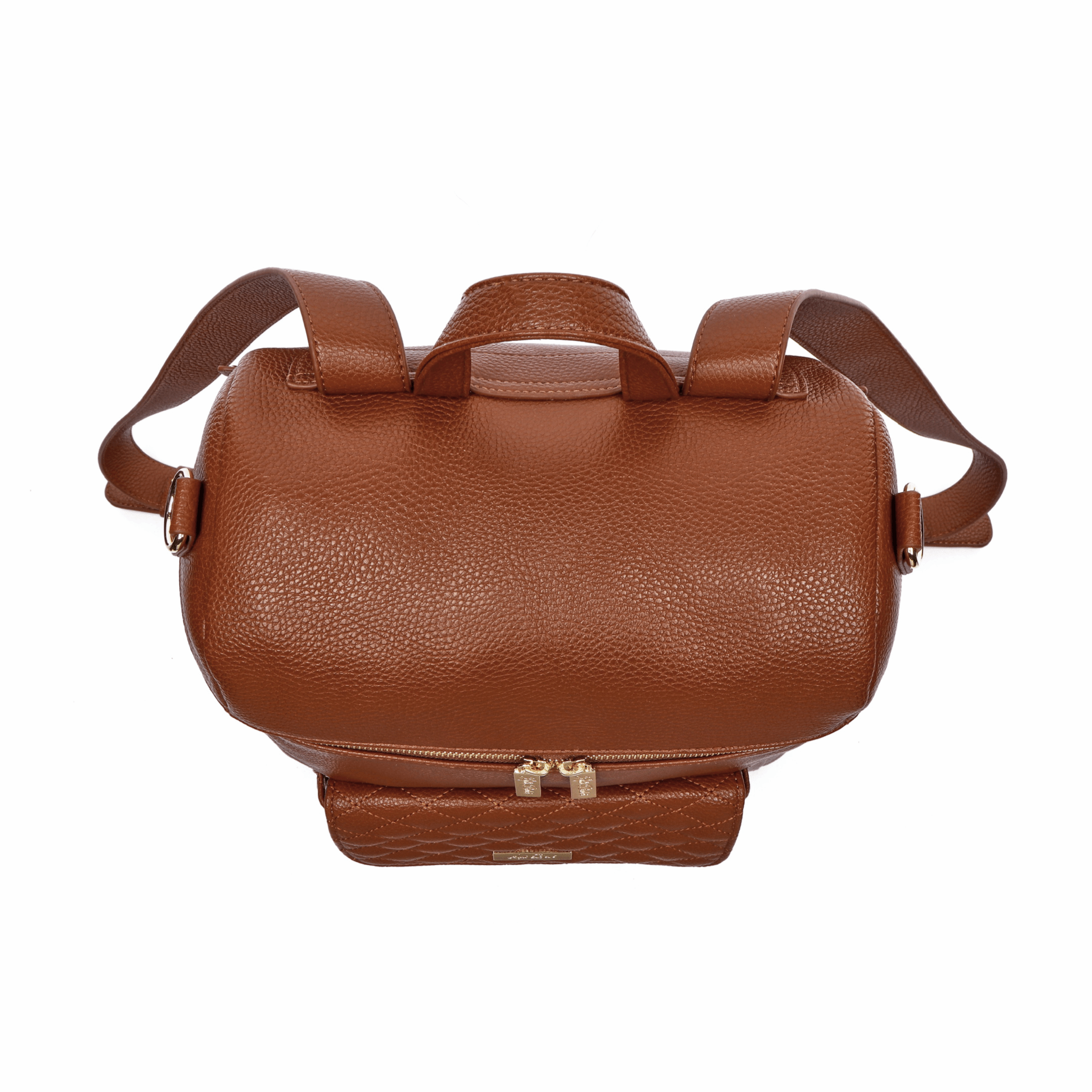 Designer Diaper Bag Mom Backpack Best Nappy Bag Vegan Caramel Brown - top view