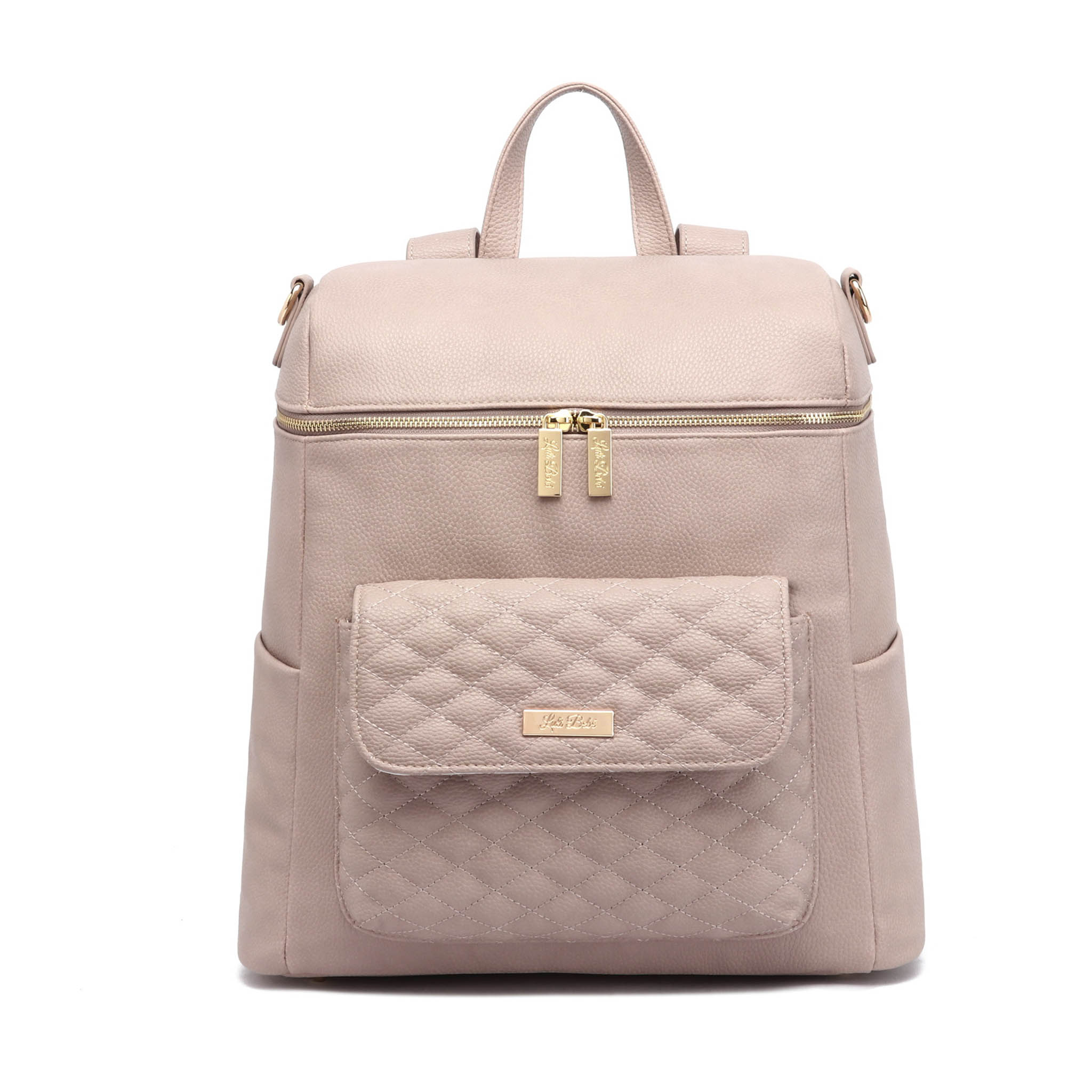SUGARJACK Lily Luxury Baby Changing Bag in Nude Real Leather Patent