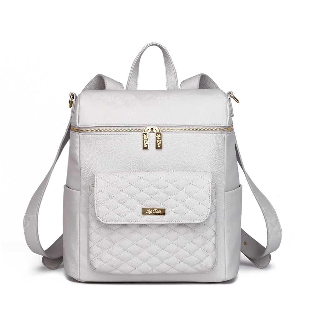 Signature Large Stone Grey diaper bag backpack by Luli Bebe – mom-loved, best newborn hospital bag and stylish diaper bag.