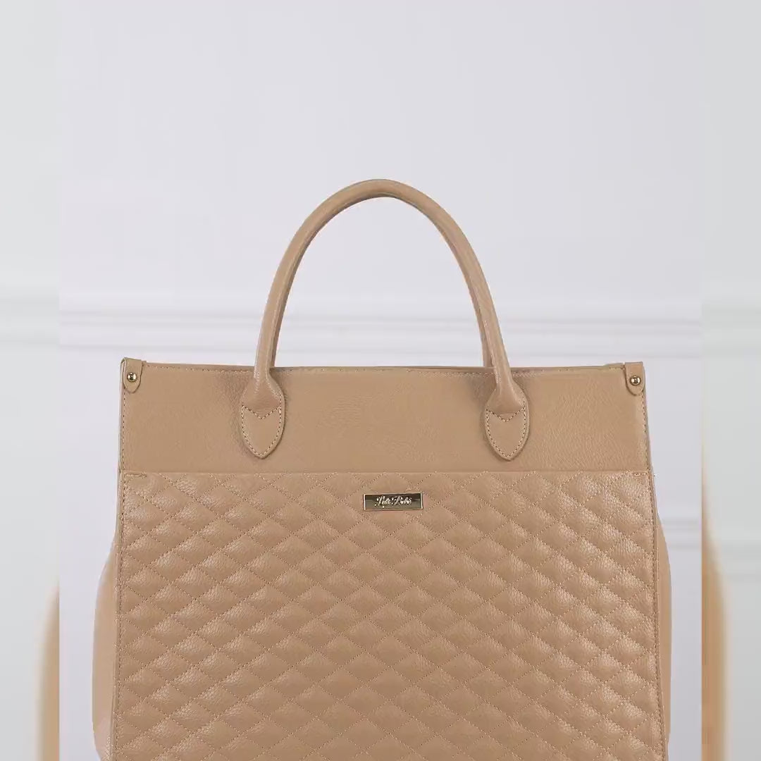 Luli Bebe Monaco Tote Bag in Latte Brown – Elegant and Versatile Fashion Accessory
