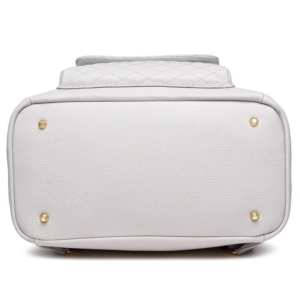 Stone Grey Diaper Bag – Petit Monaco by Luli Bebe, stylish mini diaper bag backpack bottom view