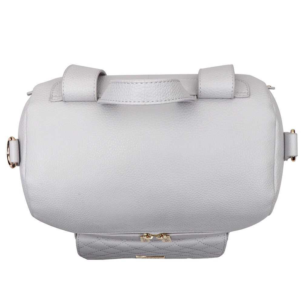 Stone Grey Diaper Bag – Petit Monaco by Luli Bebe, stylish mini diaper bag backpack-top-view