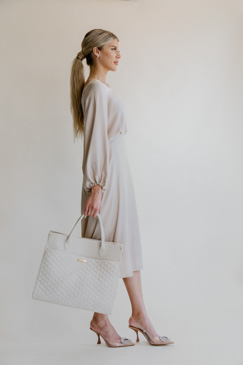 Monaco Tote Bag | Pearl White - Luli Bebé