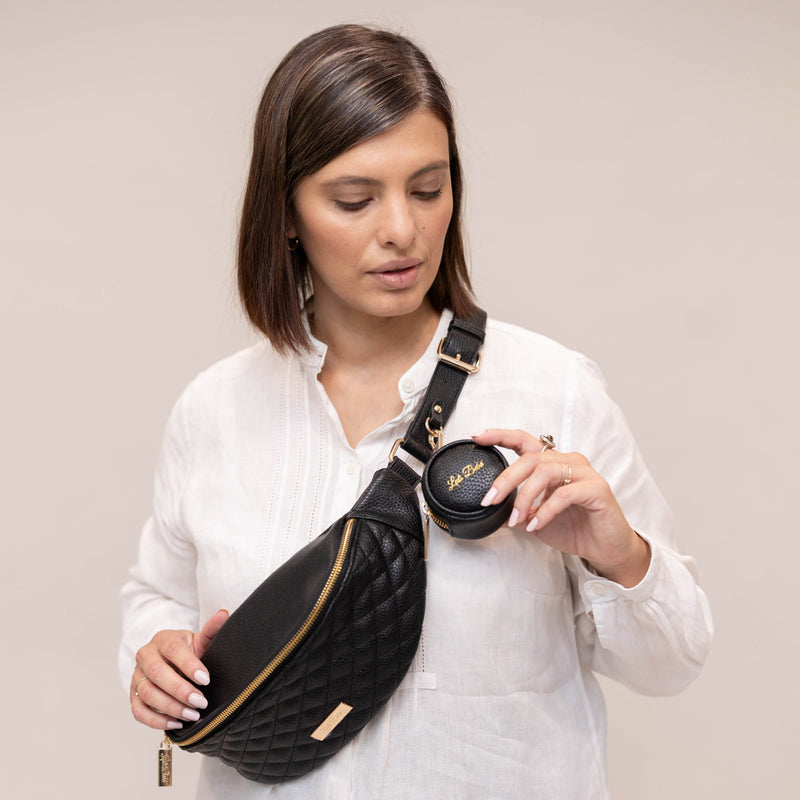 Monaco Travel Duffel Bag by Luli Bebe - Womens Designer Vegan Leather  Weekender Bag, Top Carry on Luggage (Ebony Black)