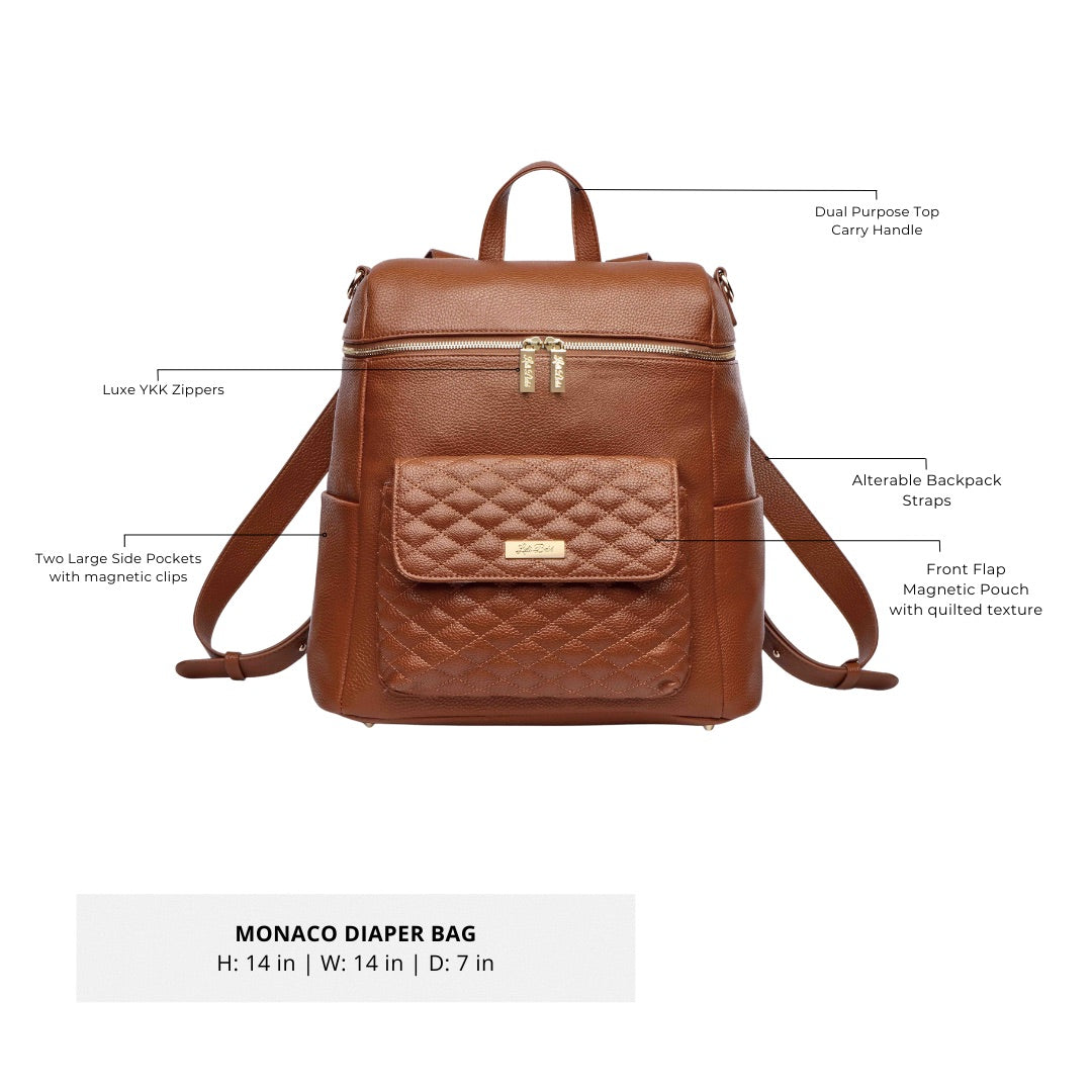 Luli bebe diaper bag caramel brown