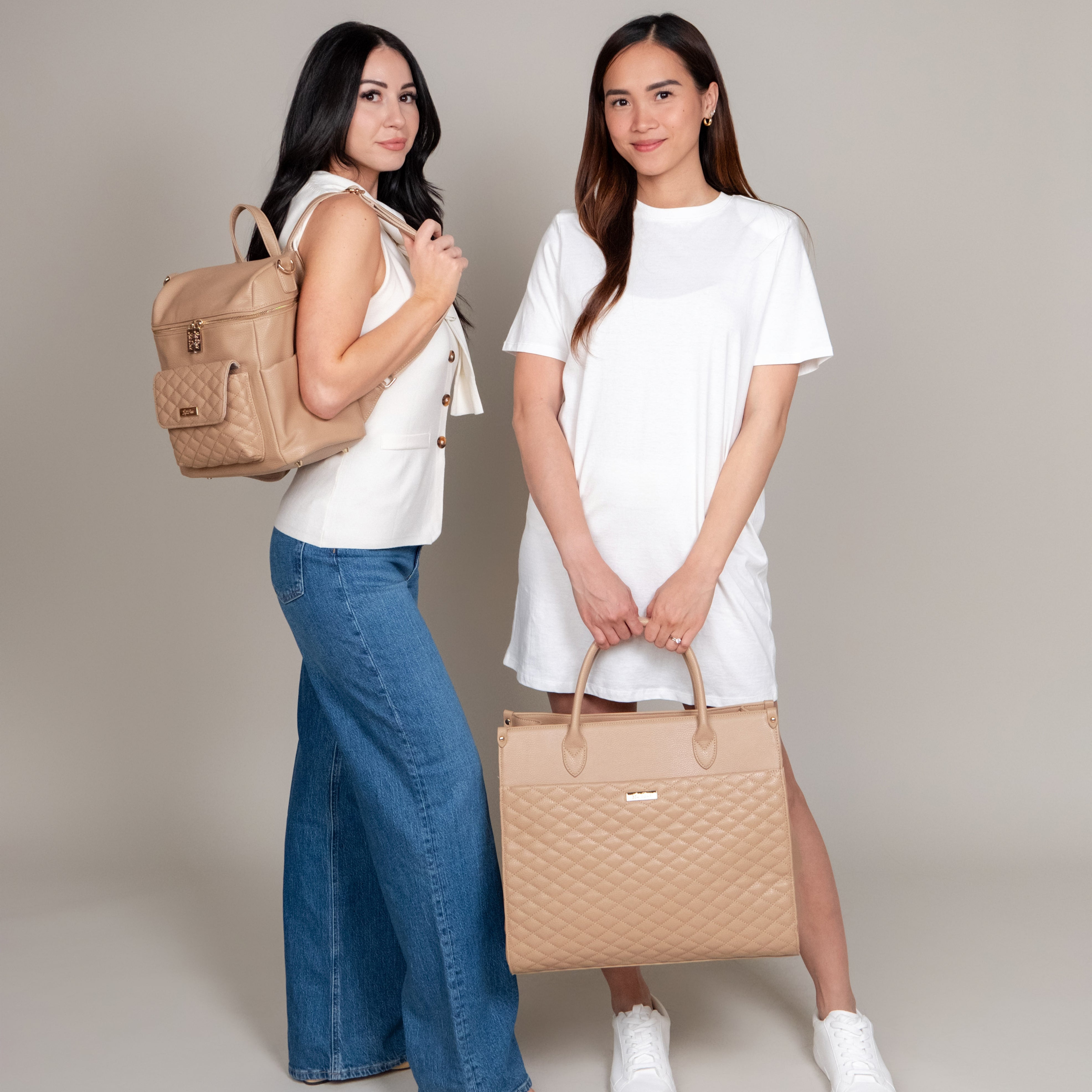 Luli Bebe Monaco Latte Brown Tote & Petit Diaper Bag – Perfect Pair for Stylish Moms