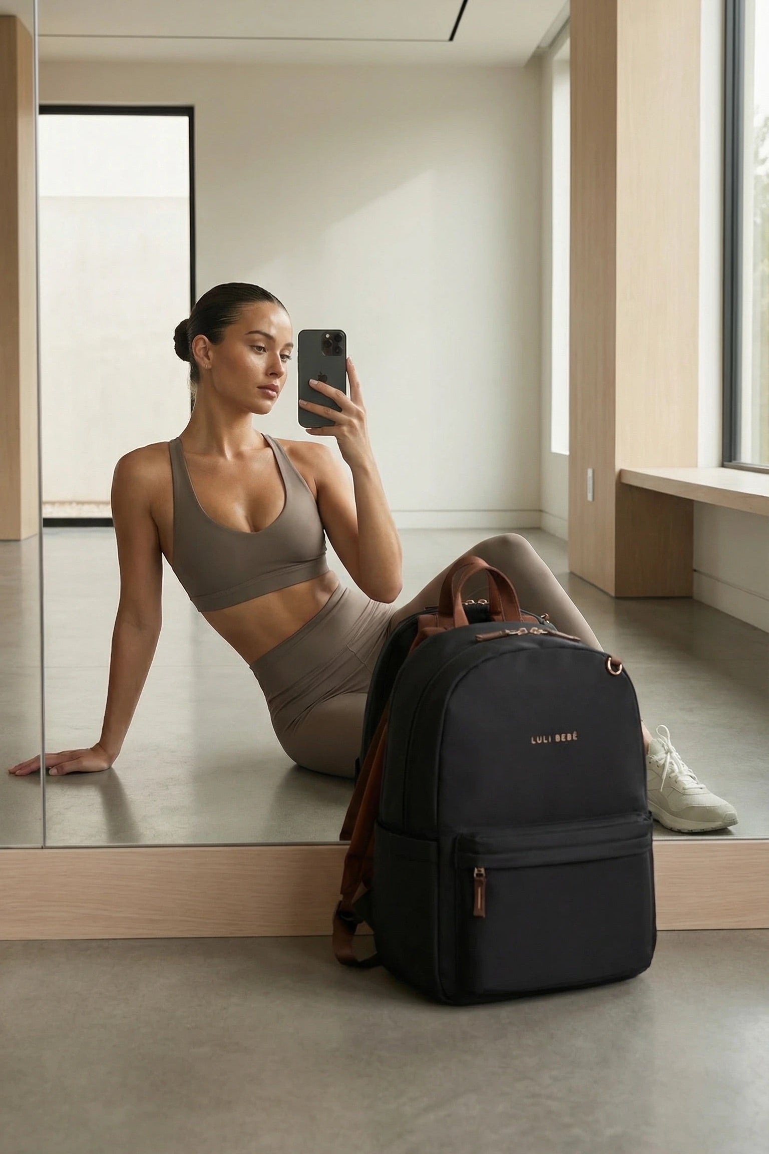 The Daily Backpack by Luli Bebe in Black/Brown, modern minimalist backpack