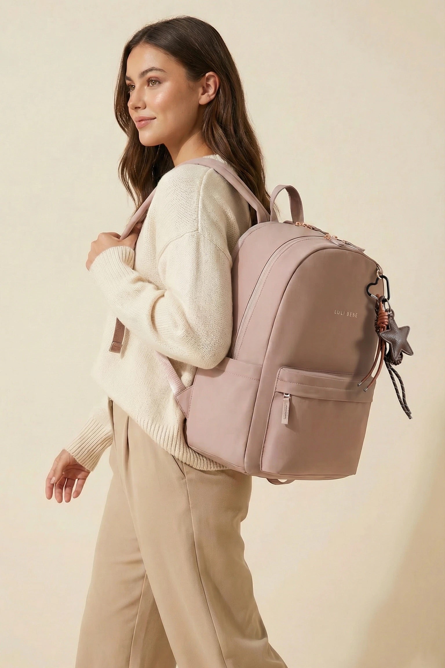 Blush The Daily Backpack Luli Bebe – woman wearing backpack