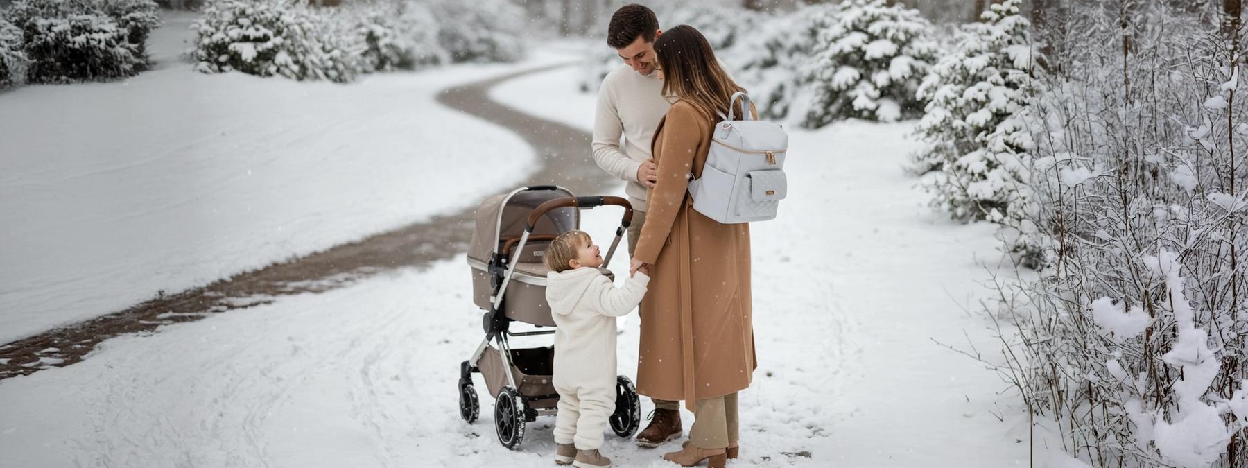 mom using diaper bag as backpack 