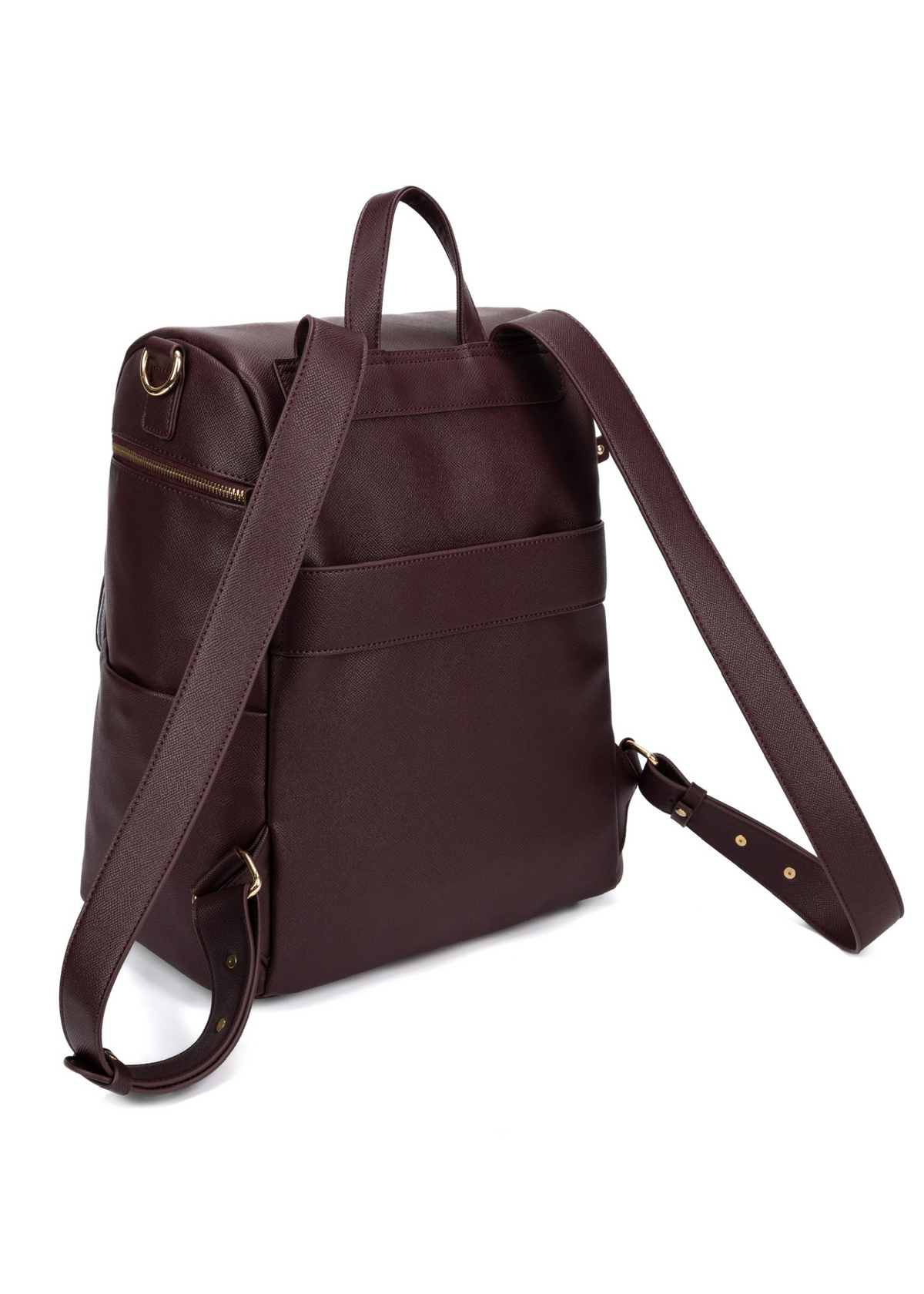 Luxury burgundy diaper bag backpack for moms in vegan leather – Montecito Merlot by Luli Bebé