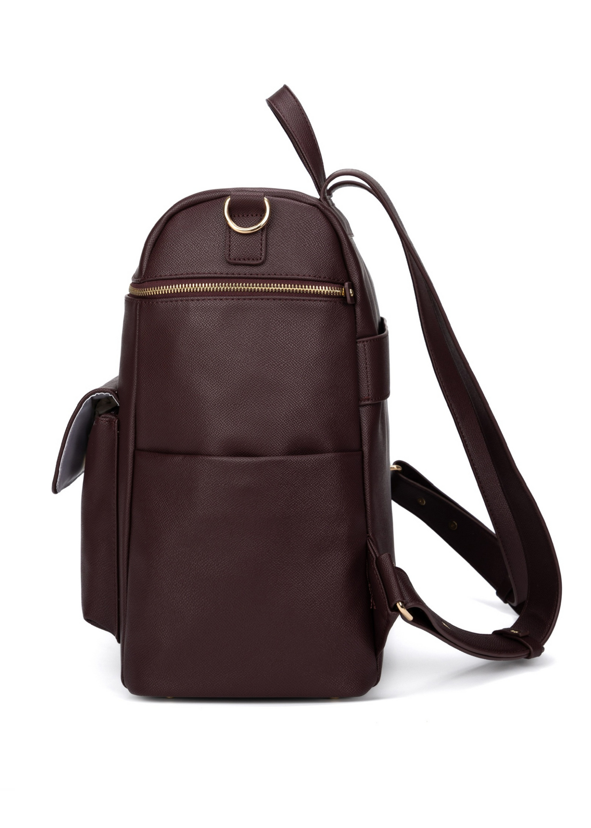 Luxury burgundy diaper bag backpack for moms in vegan leather – Montecito Merlot by Luli Bebé