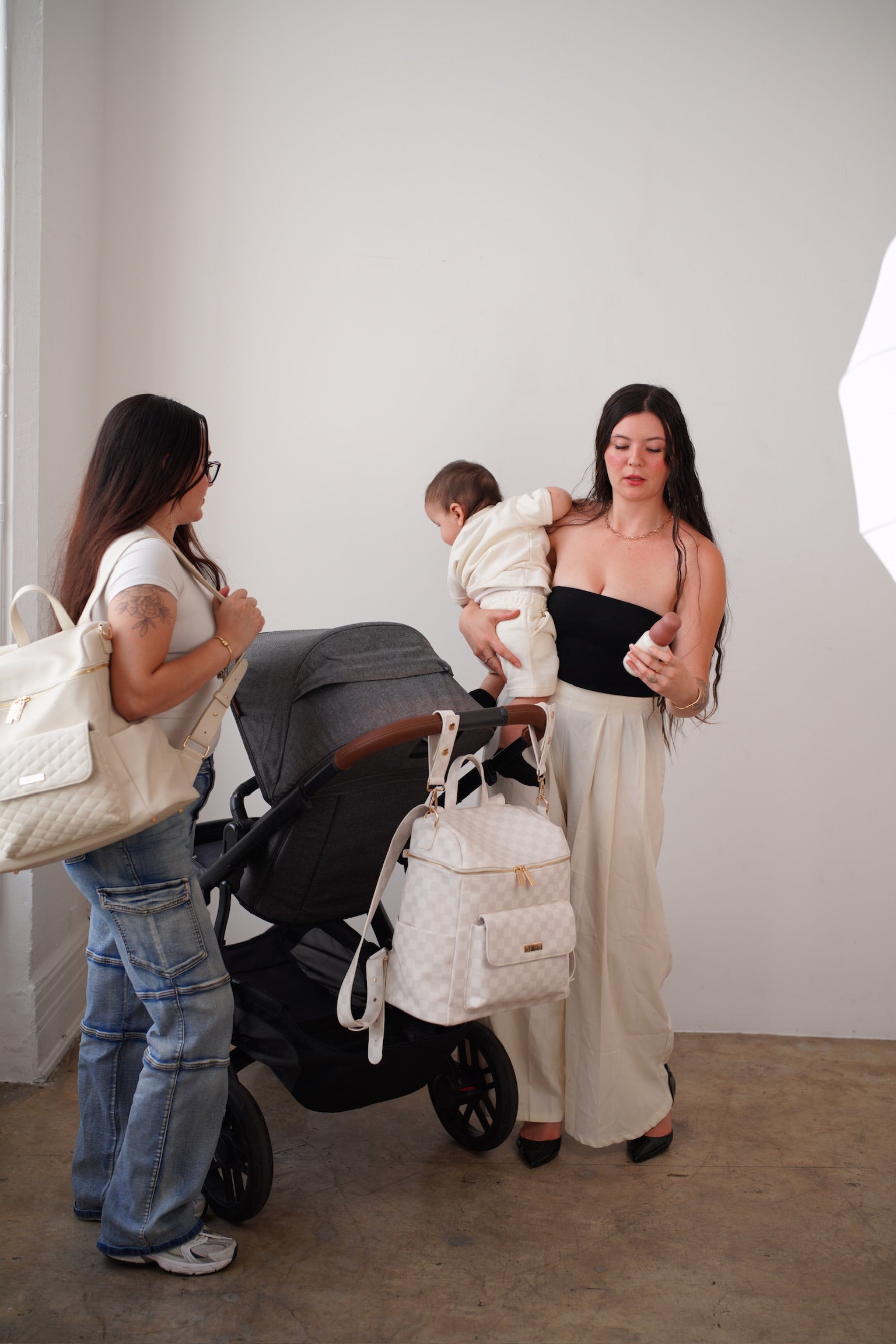 Checkered Diaper Bag Backpack | Designer Vegan Leather | Montecito