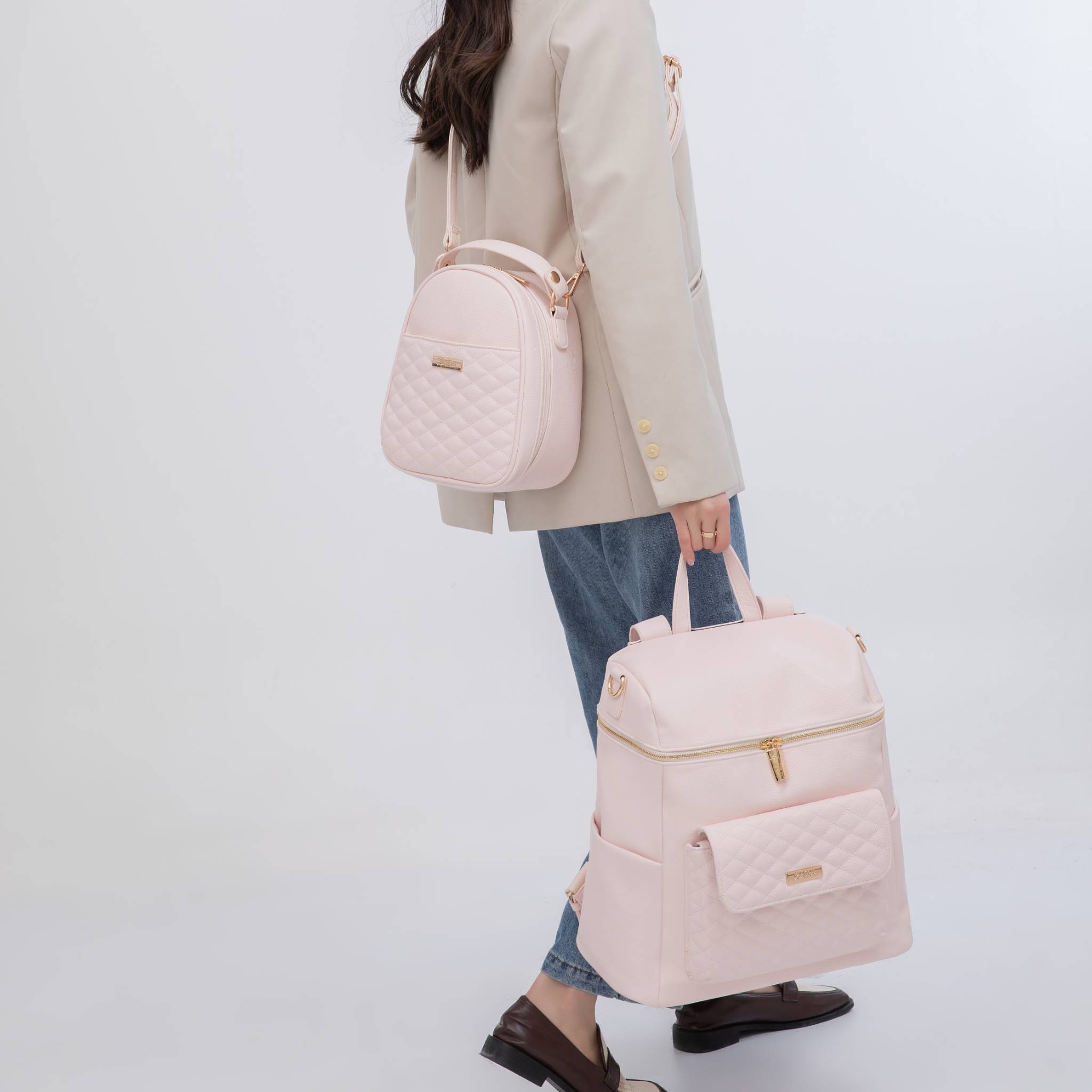 Monaco Diaper Bag | Pastel Pink - Luli Bebé