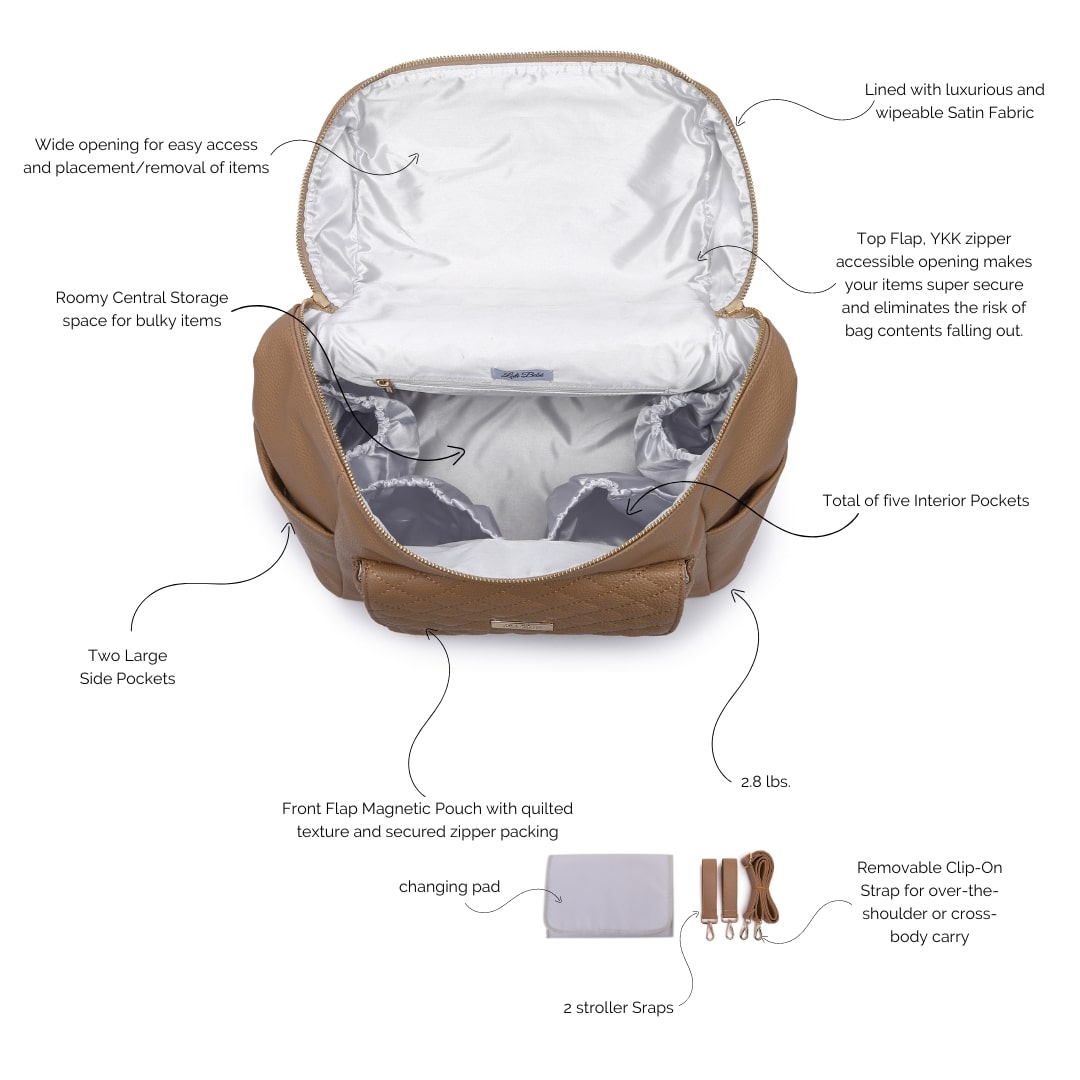 Luli Bebe Monaco Diaper Bag | Latte Brown