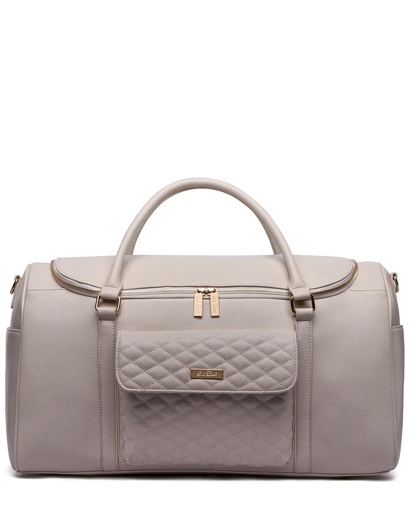 Women's Quilted Leather Weekender Travel Duffel Bag With Rose Gold
